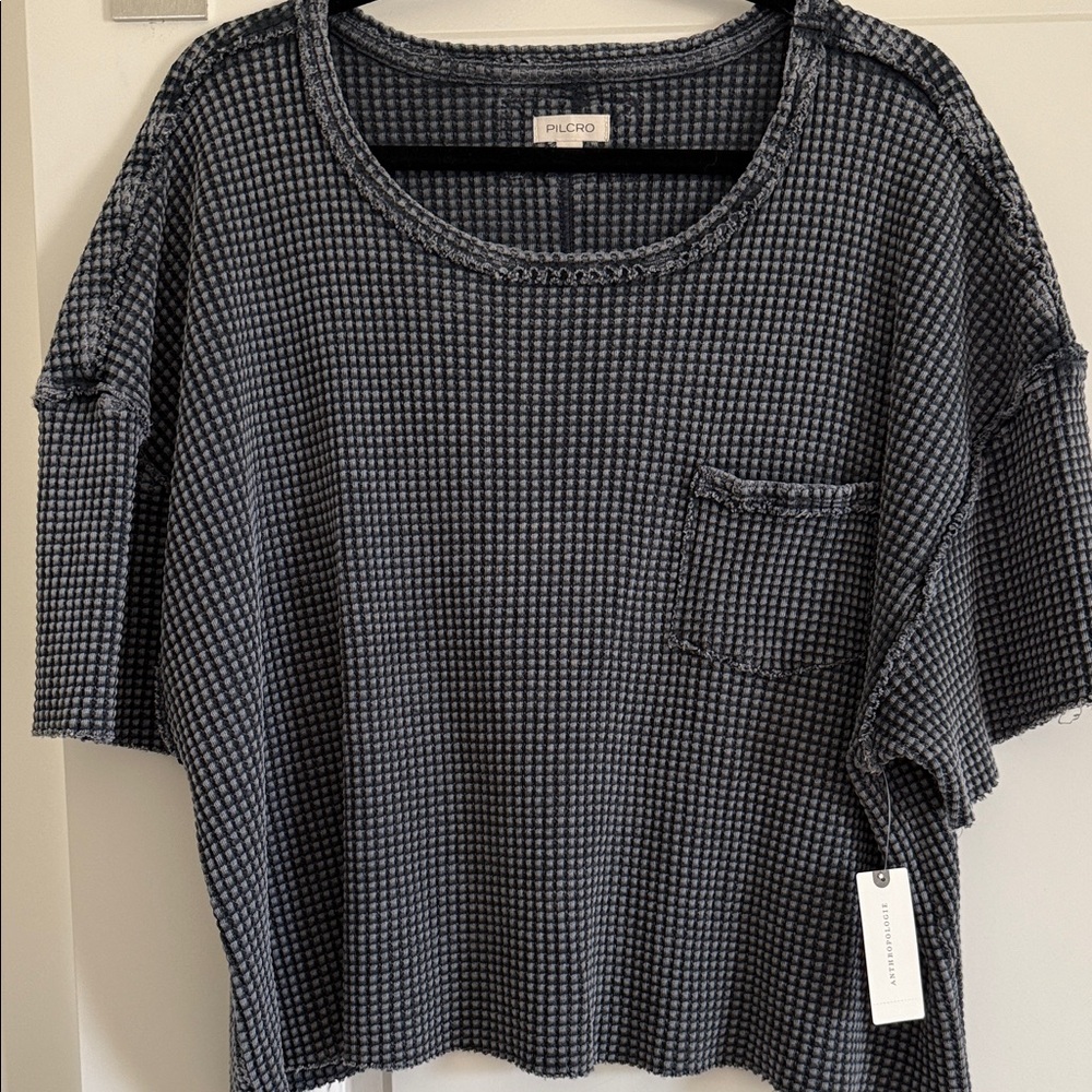 Pilcro Women's Black wash waffle top